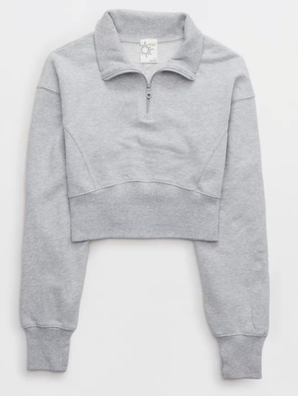 Offline By Aerie Gray Cropped Quarter Zip Sweatshirt Xs Euc